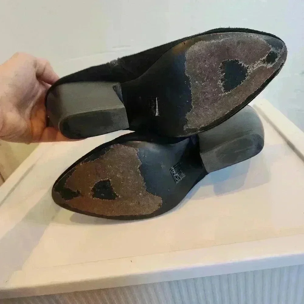 Pelle in Moda black suede leather western style booties